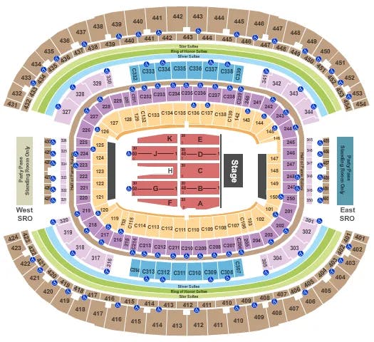 ATT STADIUM END STAGE Seating Map Seating Chart