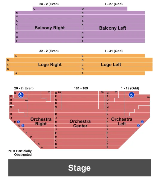 ACADEMY OF MUSIC THEATRE MA END STAGE Seating Map Seating Chart