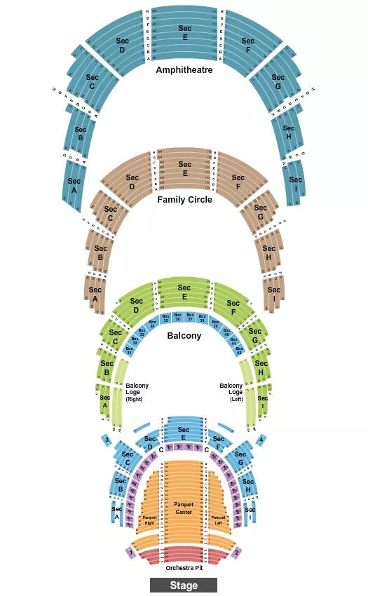 ACADEMY OF MUSIC PA ENDSTAGE Seating Map Seating Chart