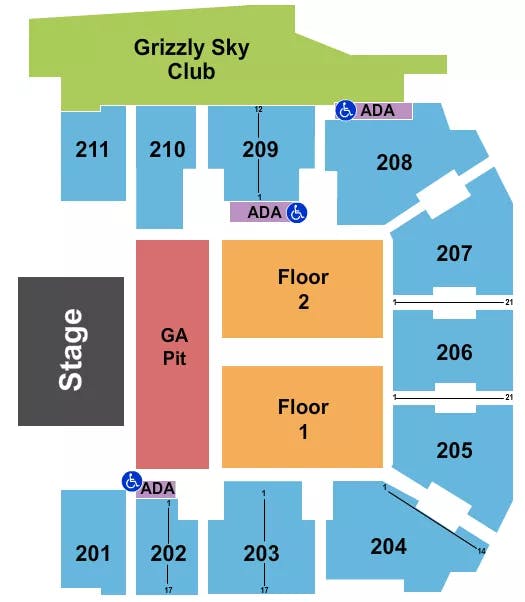  ENDSTAGE PIT 2 Seating Map Seating Chart