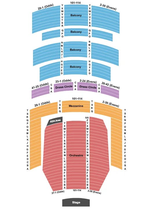 ALABAMA THEATRE BIRMINGHAM END STAGE Seating Map Seating Chart