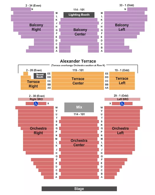 ALEX THEATRE GLENDALE ENDSTAGE SRO Seating Map Seating Chart