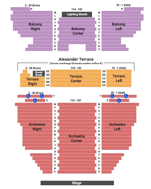 ALEX THEATRE GLENDALE ENDSTAGE Seating Map Seating Chart
