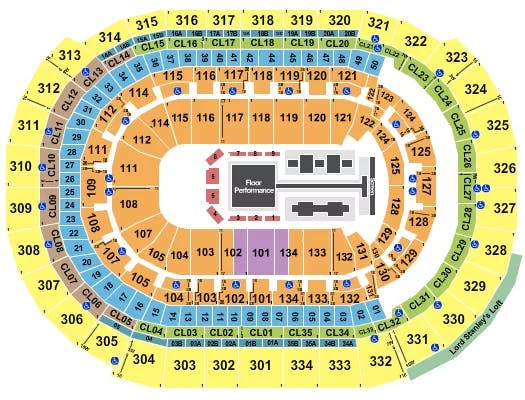 GOLD OVER AMERICA TOUR Seating Map Seating Chart