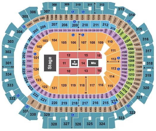  CYNDI LAUPER Seating Map Seating Chart