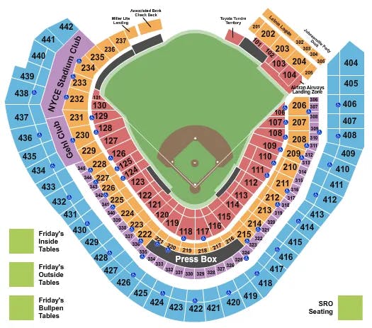  BASEBALL Seating Map Seating Chart