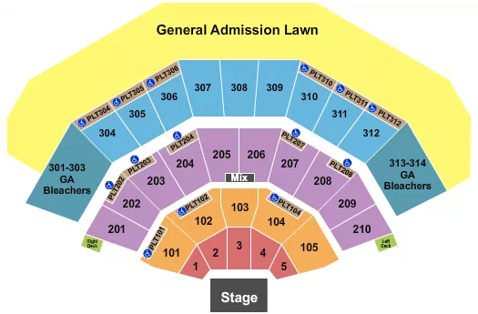  ENDSTAGE BLEACHERS Seating Map Seating Chart