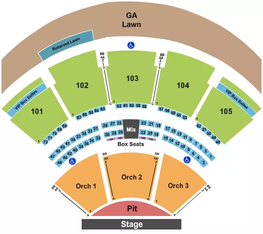  END STAGE PIT Seating Map Seating Chart