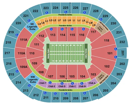  FOOTBALL Seating Map Seating Chart