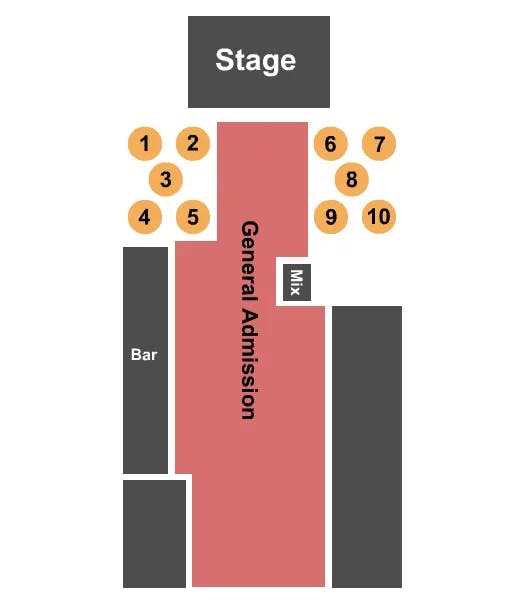 ANTONES NIGHTCLUB GA TABLES Seating Map Seating Chart