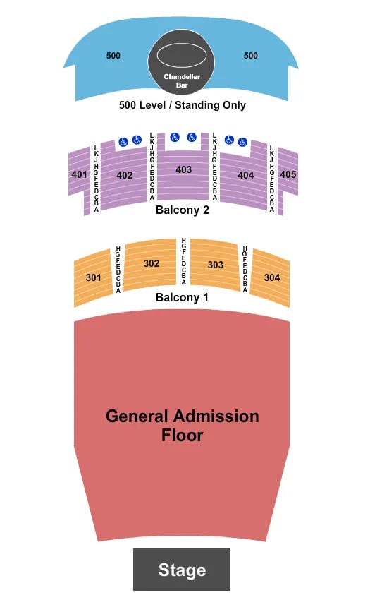 THE MIDLAND THEATRE MO ENDSTAGE GA 2 Seating Map Seating Chart