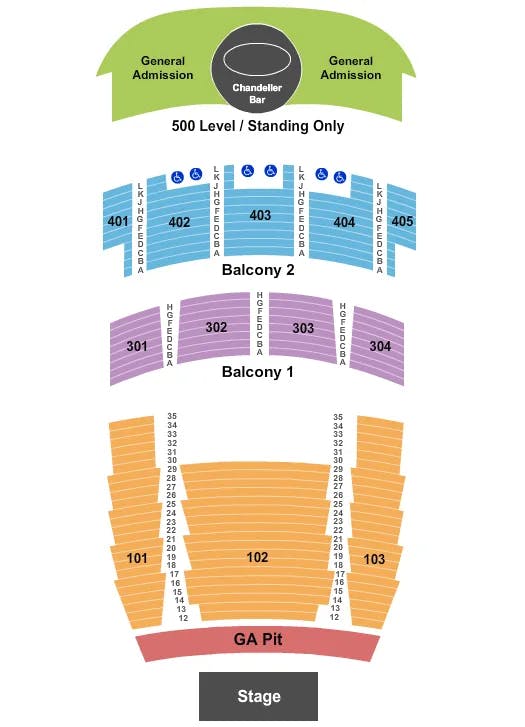 THE MIDLAND THEATRE MO END STAGE GA PIT Seating Map Seating Chart