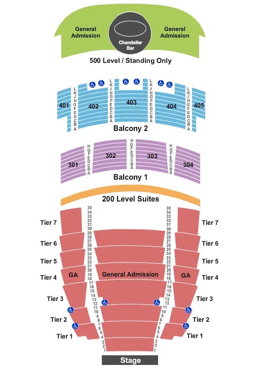 THE MIDLAND THEATRE MO END STAGE GA Seating Map Seating Chart