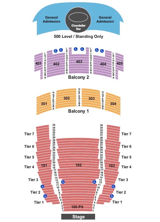 THE MIDLAND THEATRE MO END STAGE RESERVED PIT Seating Map Seating Chart
