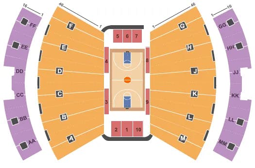 ASSEMBLY HALL IN BASKETBALL Seating Map Seating Chart