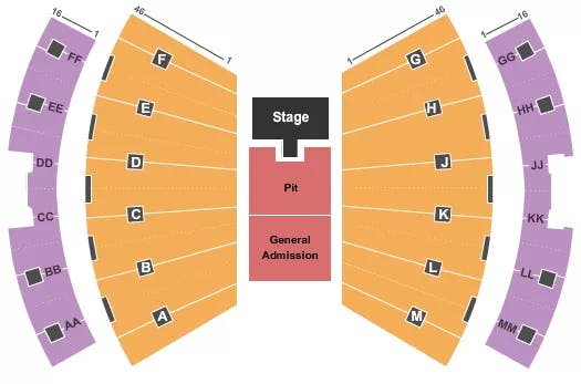 ASSEMBLY HALL IN ENDSTAGE PIT GA Seating Map Seating Chart