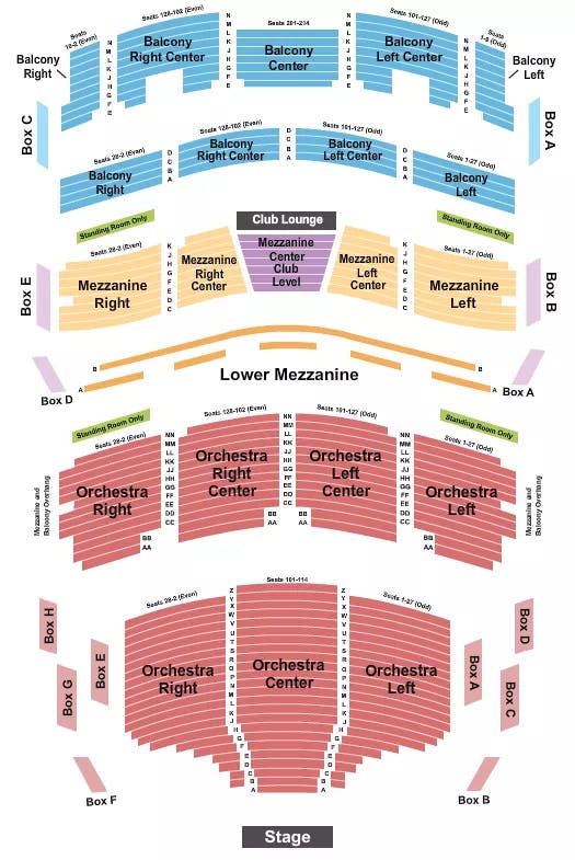 AU RENE THEATER AT BROWARD CTR FOR THE PERF ARTS ENDSTAGE Seating Map Seating Chart
