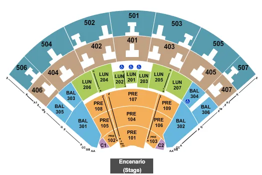 AUDITORIO NACIONAL MEXICO END STAGE Seating Map Seating Chart