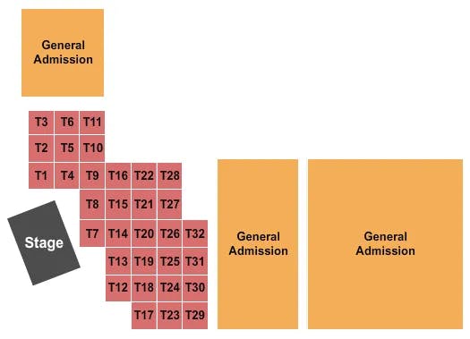  END STAGE TABLES GA Seating Map Seating Chart