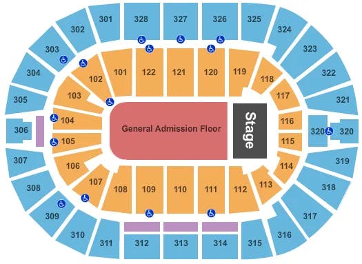  END STAGE GA Seating Map Seating Chart