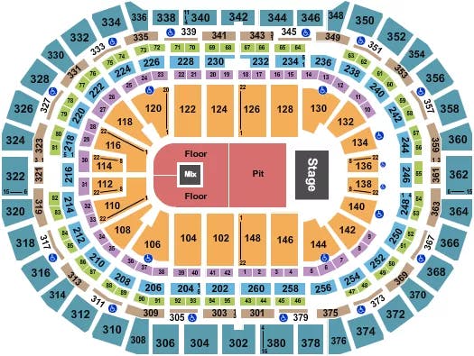  ENDSTAGE FLOOR PIT Seating Map Seating Chart