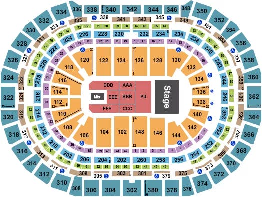  ENDSTAGE WITH PIT Seating Map Seating Chart
