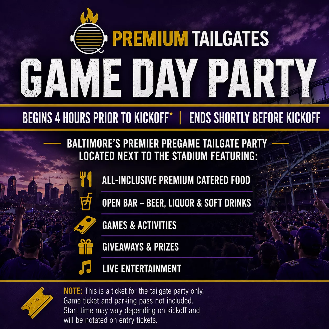 PREMIUM TAILGATE TENT BALTIMORE TAILGATE 3 Seating Map Seating Chart