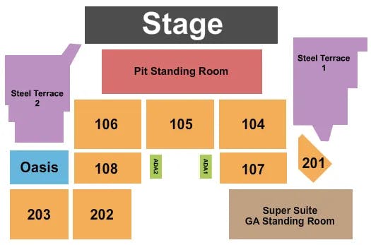 BETHLEHEM MUSIKFEST WIND CREEK STEEL STAGE END STAGE PIT 2 Seating Map Seating Chart