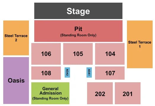 BETHLEHEM MUSIKFEST WIND CREEK STEEL STAGE END STAGE PIT 3 Seating Map Seating Chart