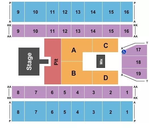  JUSTIN MOORE Seating Map Seating Chart