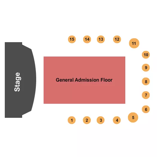 BOOT BARN HALL AT BOURBON BROTHERS GA ENDSTAGE GA FLOOR Seating Map Seating Chart