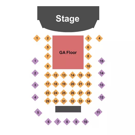 BOOT BARN HALL AT BOURBON BROTHERS GA END STAGE Seating Map Seating Chart