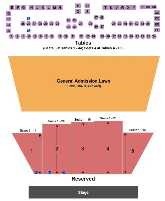  RESERVED LAWN TABLES 2 Seating Map Seating Chart