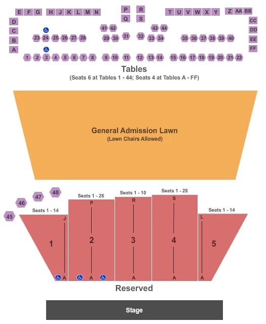  RESERVED LAWN TABLE Seating Map Seating Chart