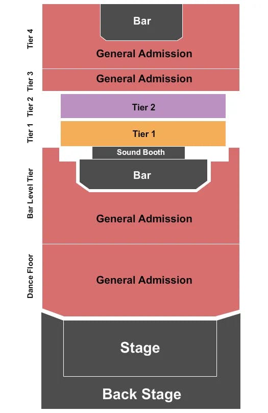 BOURBON THEATRE NE END STAGE Seating Map Seating Chart