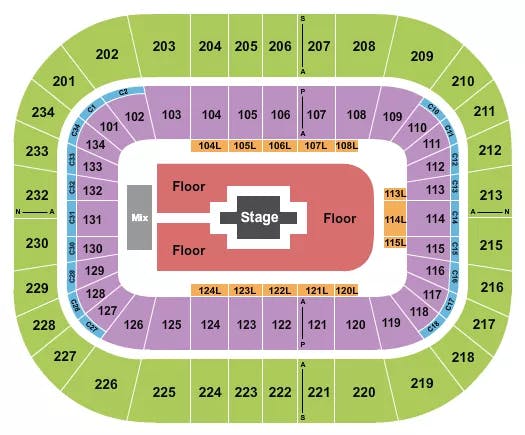  ZACH BRYAN Seating Map Seating Chart