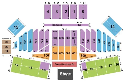 CALIFORNIA MID STATE FAIR GROUNDS ENDSTAGE PIT Seating Map Seating Chart