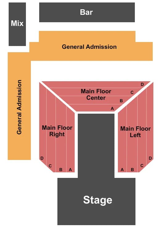 CAMBRIDGE ROOM AT HOUSE OF BLUES DALLAS END STAGE Seating Map Seating Chart