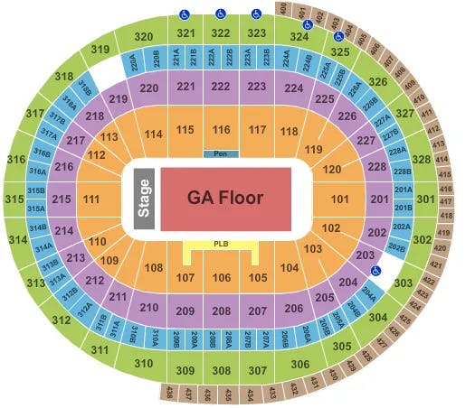  END STAGE GA Seating Map Seating Chart