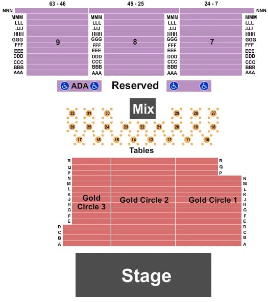 CANNERY HOTEL CASINO 10 000 MANIACS Seating Map Seating Chart