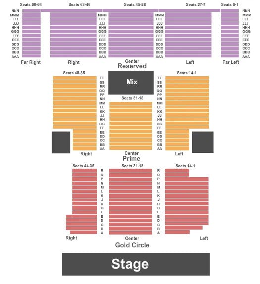 CANNERY HOTEL CASINO END STAGE Seating Map Seating Chart