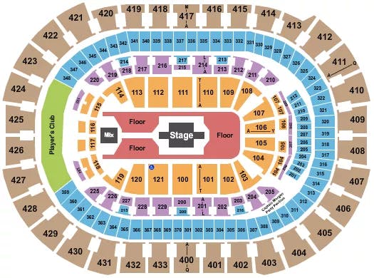  ZACH BRYAN Seating Map Seating Chart