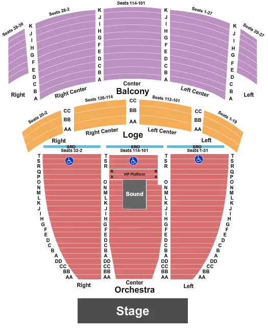 CAPITOL THEATRE PORT CHESTER END STAGE Seating Map Seating Chart