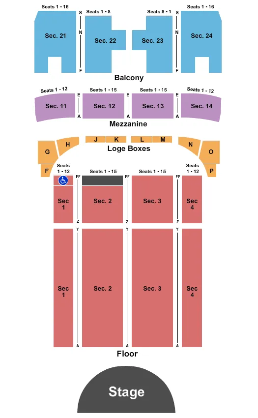 CAPITOL THEATRE WHEELING ENDSTAGE 2 Seating Map Seating Chart