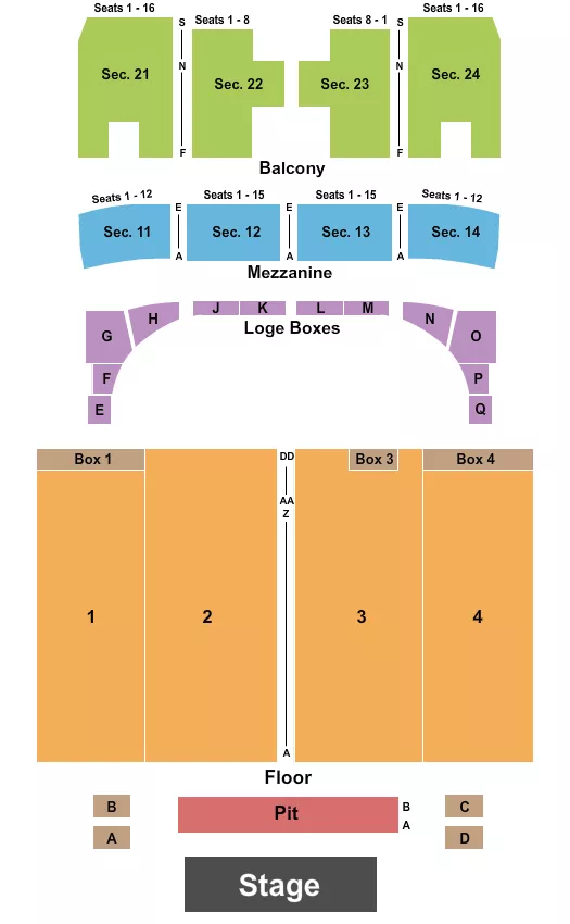 CAPITOL THEATRE WHEELING ENDSTAGE PIT Seating Map Seating Chart