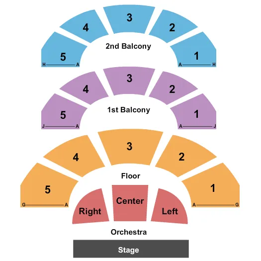 CARNEGIE MUSIC HALL OF OAKLAND PITTSBURGH END STAGE Seating Map Seating Chart