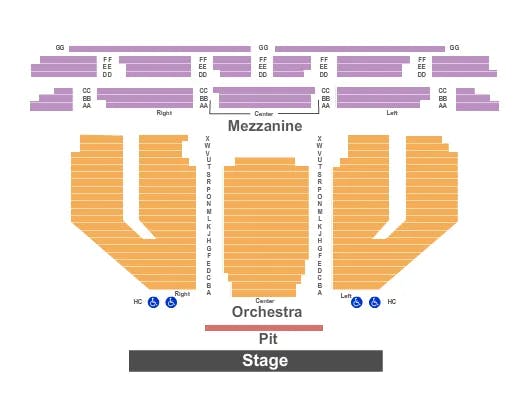 CAROLINA THEATER GREENSBORO END STAGE Seating Map Seating Chart