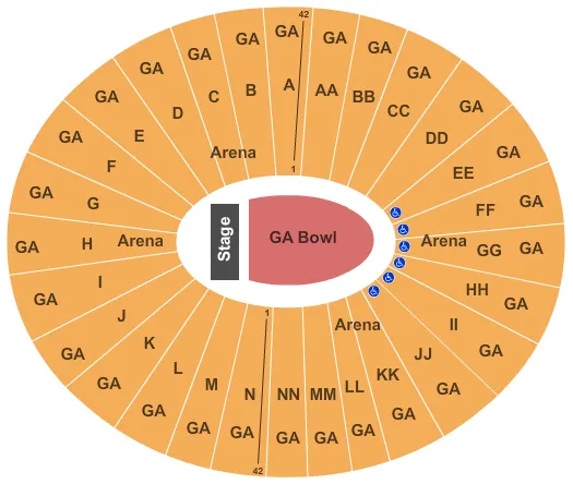  GA BOWL ARENA Seating Map Seating Chart