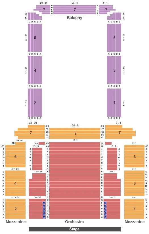CENTENNIAL HALL ON END STAGE Seating Map Seating Chart