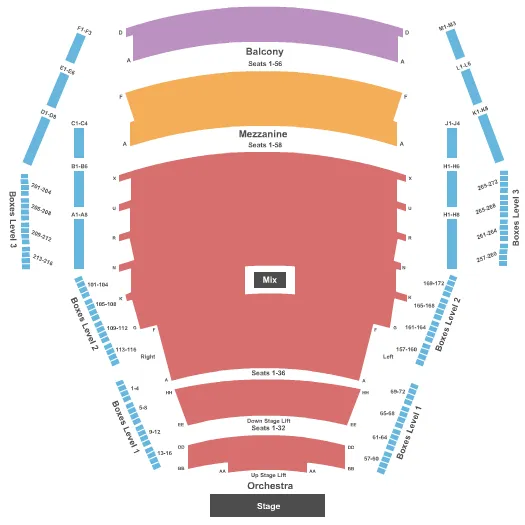 CENTRE IN THE SQUARE ONTARIO END STAGE Seating Map Seating Chart